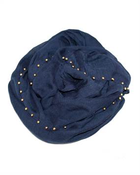 Mørkeblå tørklæder med guld perler